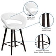 thumbnail image 5 of Emma + Oliver 24"H Cappuccino Wood Rounded Open Back Counter Stool - White Vinyl, 5 of 12