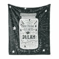 thumbnail image 1 of Dream Soft Flannel Fleece Throw Blanket, Jar Everything Starts with a Dream Words Grunge Style Stars Foliage Background, Cozy Plush for Indoor and Outdoor Use, 50" x 60", Bluegrey White, by Ambesonne, 1 of 6