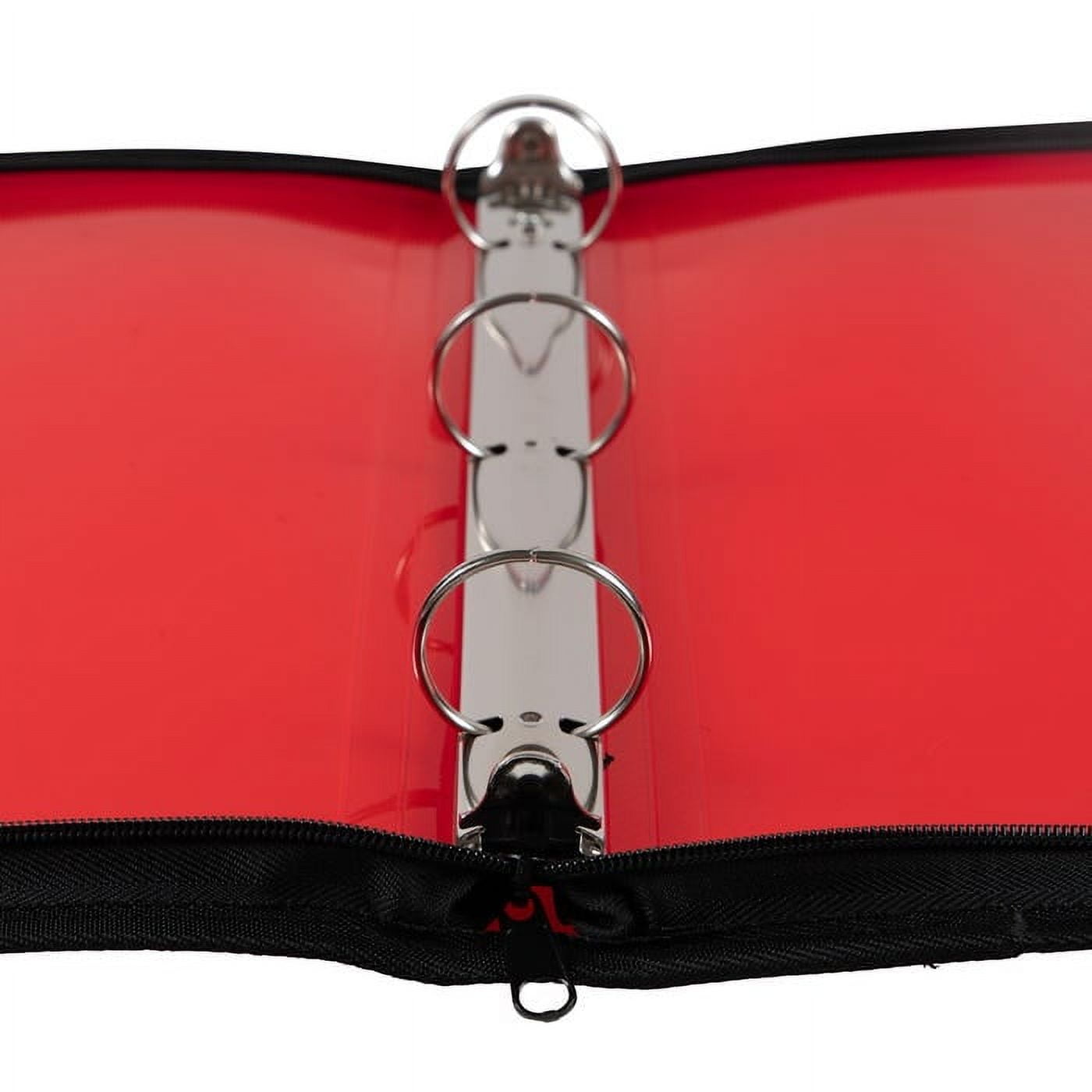 JAM Paper Plastic Zipper 1.5 inch Binder, Red 3 Ring Binder, 1/Pack