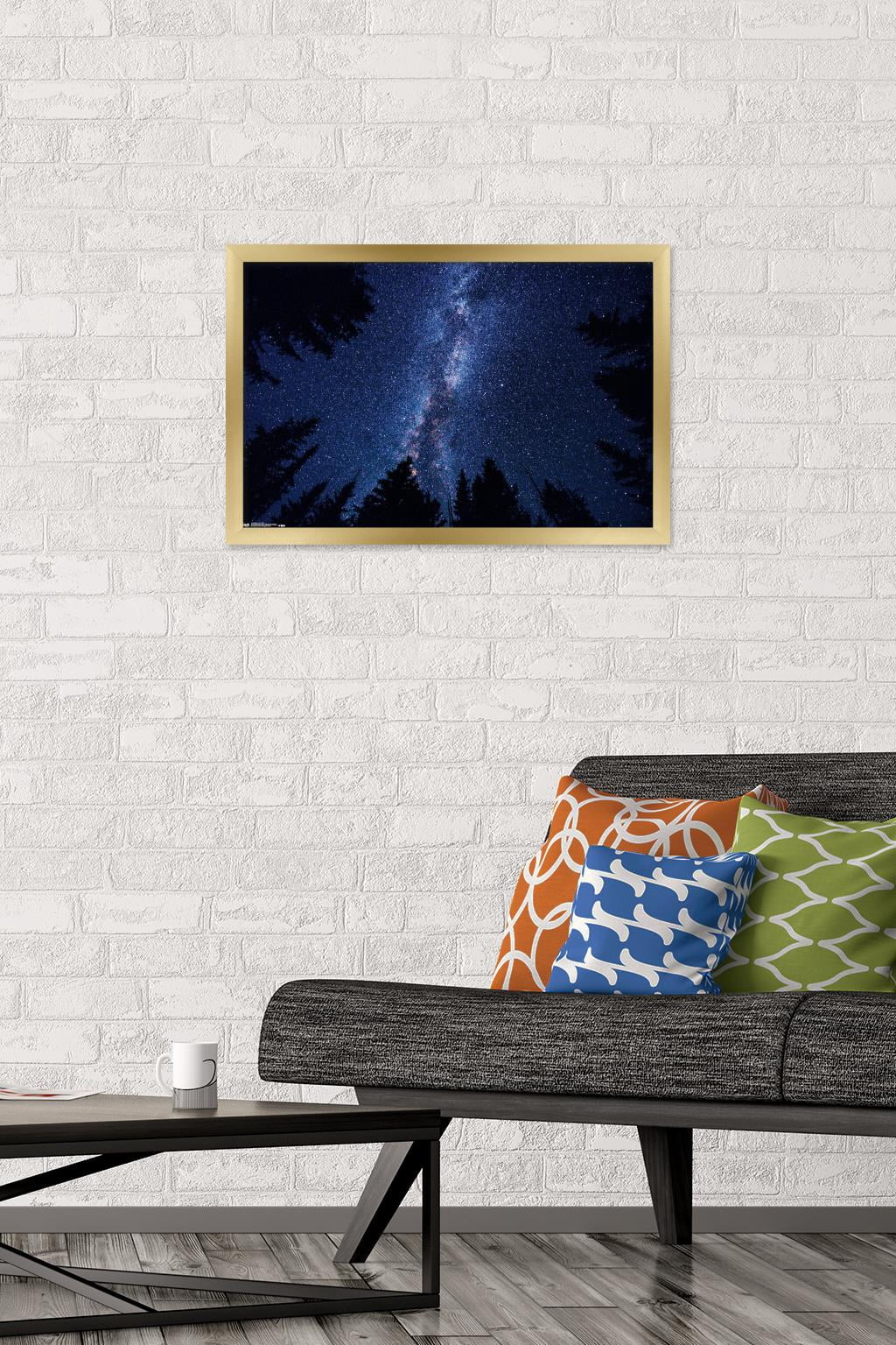 Milky Way At Night Wall Poster, 14.725" x 22.375", Framed