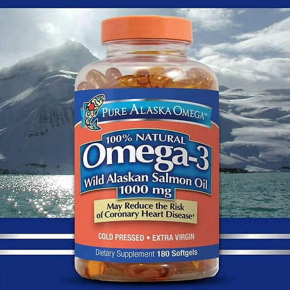 Pure Alaska Omega-3 Wild Alaskan Salmon Oil Softgels, 1000 Mg, 180 Ct