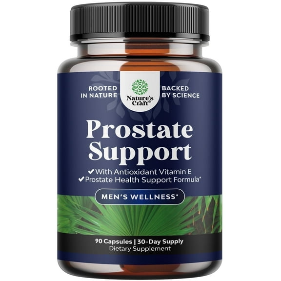 Natures Craft Herbal Prostate Supplement for Men - Potent Pygeum and Saw Palmetto Extract with Beta Sitosterol & Green Tea for Urinary Tract Support - 90ct