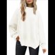 thumbnail image 1 of Suéteres de Murciélago Extragrandes para Mujer, Conjuntos de Otoño 2025, Suéteres de Cuello Redondo de Punto con Abertura Lateral, Tops de Moda. L, 1 of 8