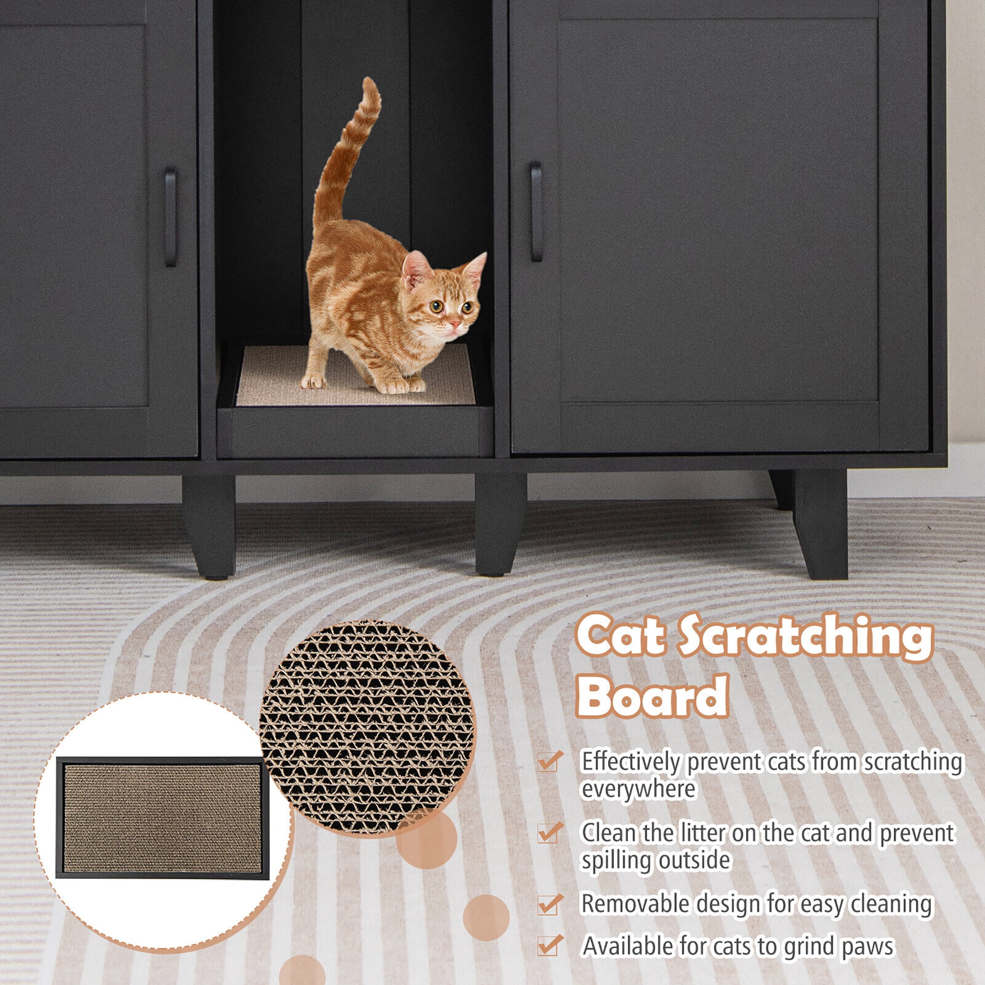 Gymax Cat Litter Box Enclosure TV Stand Cabinet Hidden Cat House Washroom W/ 2 Doors Patented