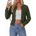 thumbnail image 6 of PRETTYGARDEN Womens Cropped Button Up Knit Cardigan Sweater | Cute Crewneck Long Sleeve Lightweight Tops, Fall Trendy Slim Fit Soft Cozy Casual Cardigans, Holiday Party Sweaters, 6 of 10