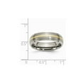 thumbnail image 5 of Ladies or Mens Titanium Ridged Edge 6mm 14K Yellow Inlay Brushed Wedding Band Ring for Women, 5 of 7