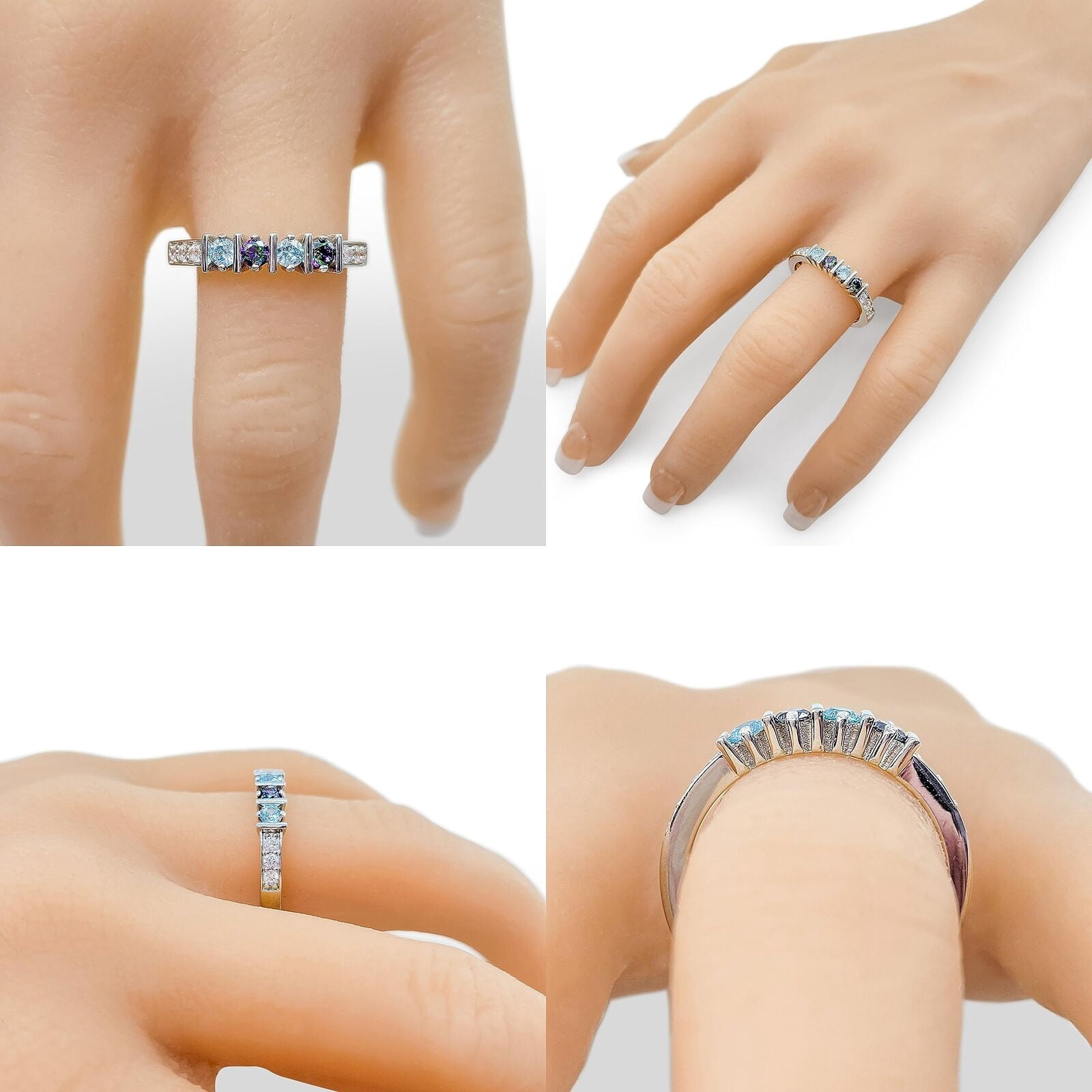 Nana Straight Bar W/Side CZ Adult Female Mothers Day Ring 1-6 Stone,10K Yellow Gold-Size 6-Stone4
