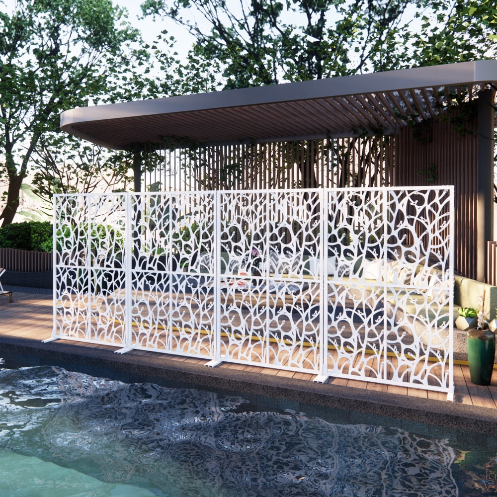 Holaki Metal Privacy Screen, 72" H x 45.3" W, Freestanding Decorative Room Divider for Balcony, Patio, Garden, Waterproof & Rustproof with Bird Shape Hollow Design, Easy Assembly