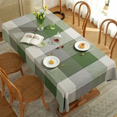 

Colisha Table Cloths Oil-Proof Tablecloth Dust-proof Polyester Tablecloths Plaid Luxury Covers Vintage Washable Green 55.12 *78.74 in