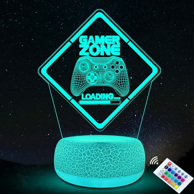 Luz nocturna LED 3D para jugadores, zonas que se cargan y cambian de color