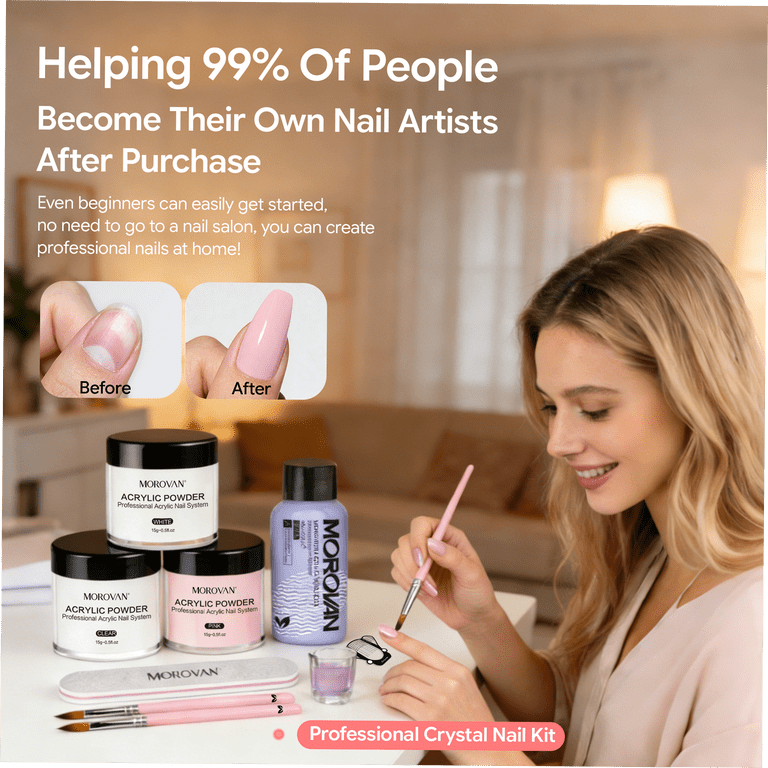 Morovan Acrylic Nail Kit with Powders, Liquid & Tools photo 4