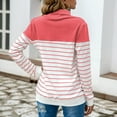 thumbnail image 4 of LBLOE Sweaters for Women Womens Winter Stripe Splicing High Collar Long Sleeves Socket Sweater Tops Pink, 4 of 5