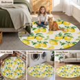 thumbnail image 6 of Round Area Rug 5ft,Watercolor Lemon Green Leaves Washable Carpet Non-Slip Runner Accent Rugs Indoor Floor Mat for Bedroom Living Room Decor,Retro Linen, 6 of 9