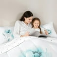 thumbnail image 5 of jejeloiu Rustic Flower Bedding Comforter Set,Watercolor Ink Painting Twin Comforter Sets,Cyan White Bedding Set For Girls Kids,Microfiber Bedroom Decor Reversible,2-Piece, 5 of 8