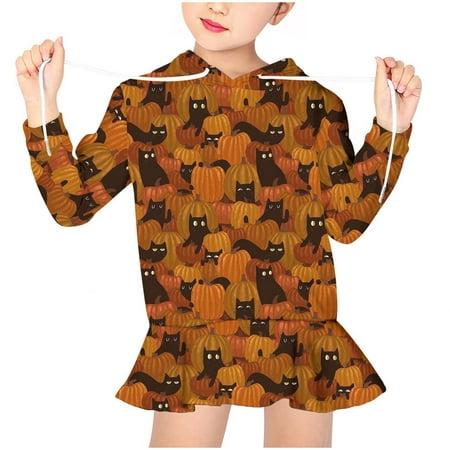 

QISIWOLE Infant Toddler Baby Girl Halloween Long Sleeve Dress Hooded Romper Fall Winter Clothes Sweatshirt clearance under 5