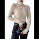 thumbnail image 1 of Camisetas de Larga con Cuello Alto para Mujer, de Otoño, con Forro Acanalado, Suaves y Térmicas. Albaricoque 4XL, 1 of 8