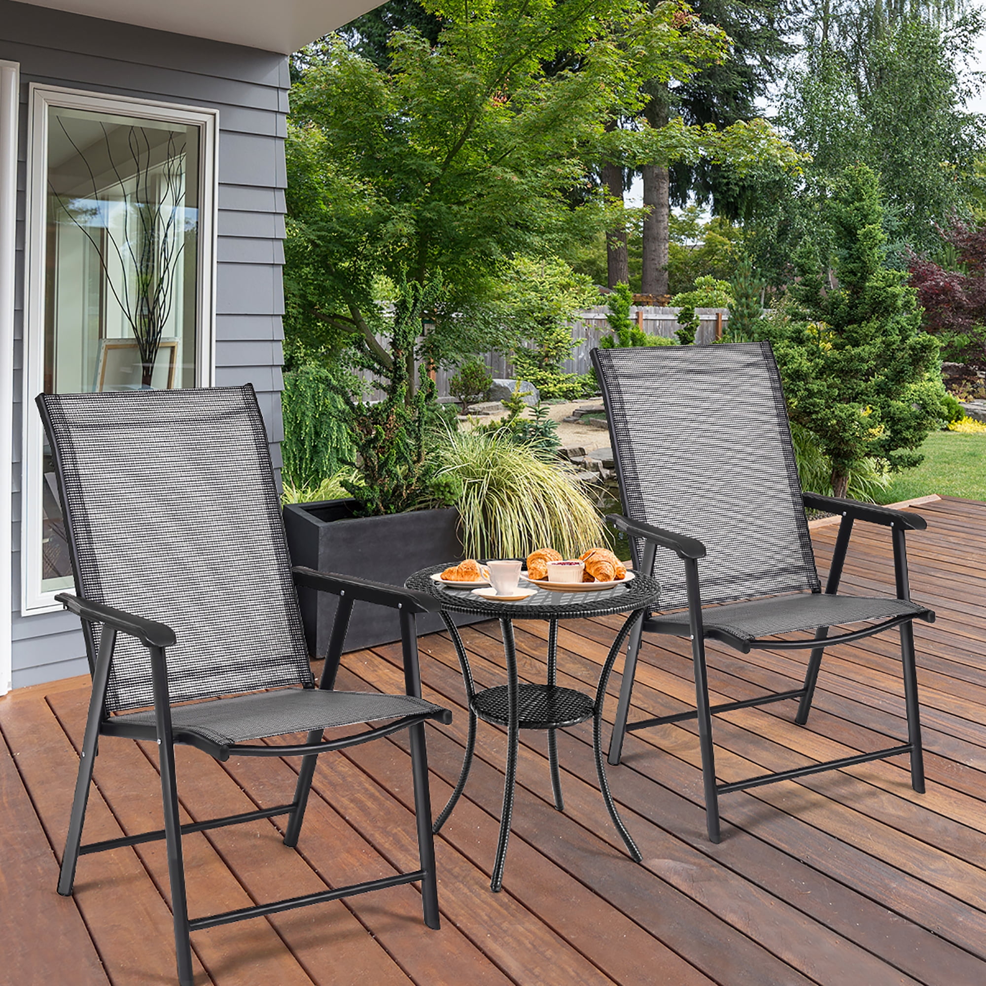 Costway Set of 4 Outdoor Folding Sling Chairs