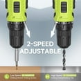 thumbnail image 4 of 20V MAX Cordless Drill Set with Battery & Charger, 280 in-lbs Power Drill Kit, 2-Speed (0-1400 RPM), 21+1 Torque, 3/8" Keyless Chuck, 30pc Drill/Driver Bits, LED Light for Wood/Metal/Concrete(Green), 4 of 9