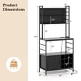 thumbnail image 3 of Gymax 67'' Bakers Rack w/ Power Outlet Coffee Bar Cabinet w/ S-Shaped Hooks Black, 3 of 10