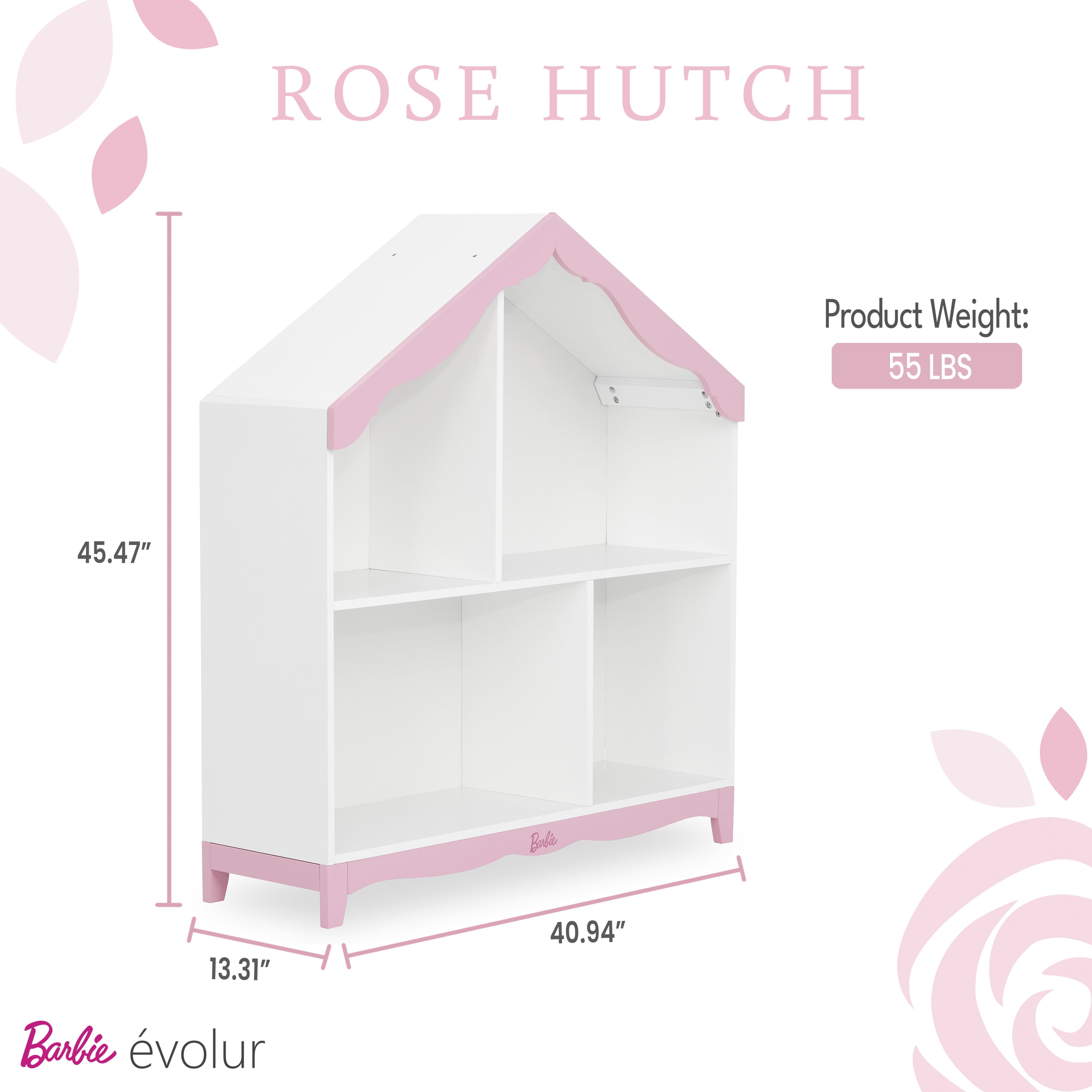 Barbie by Evolur Rose Hutch in White and Pink