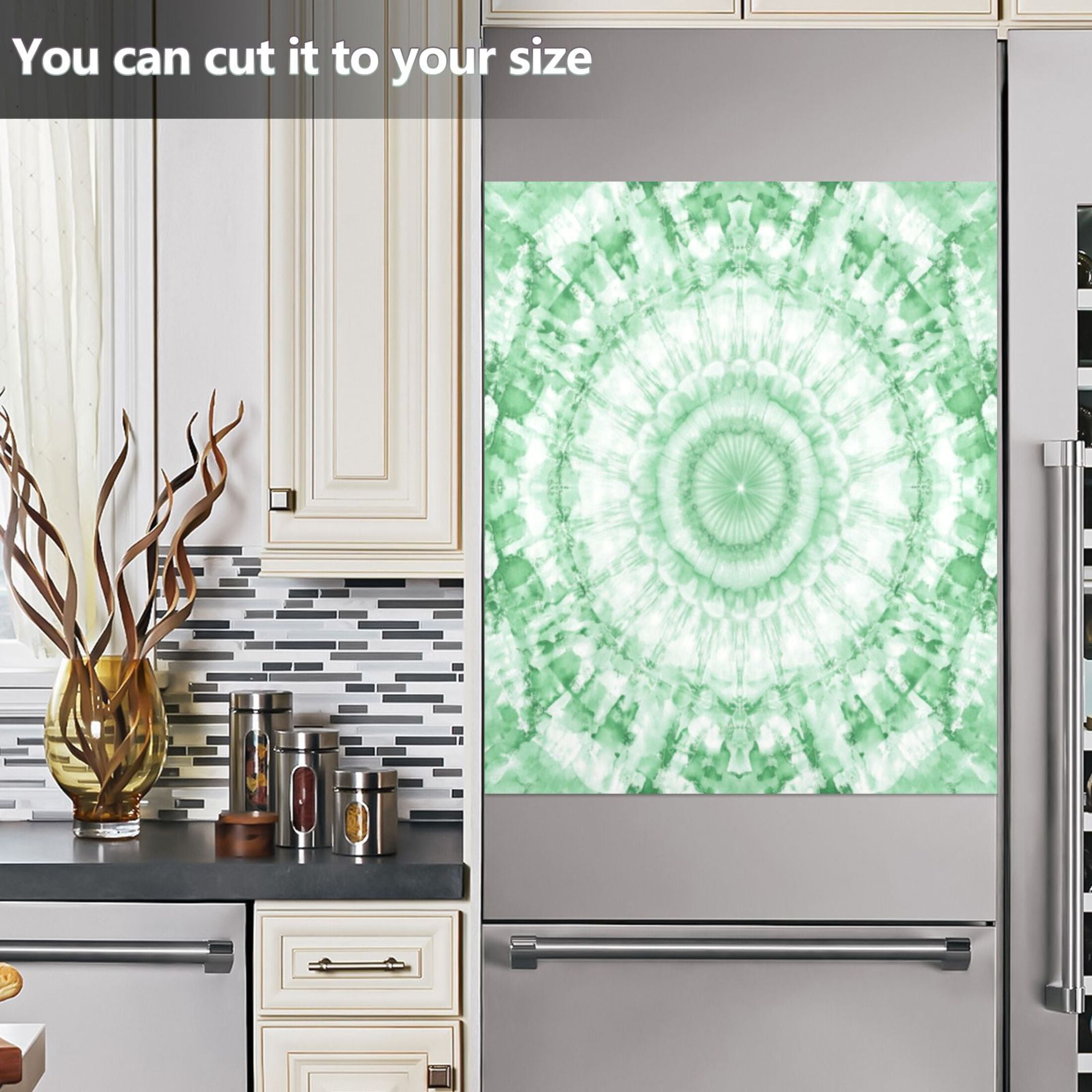 Dishwasher Magnetic Sticker 23x26 Inch Refrigerator Magnetic Sticker Washing Machine Magnetic Sticker Kitchen Panel Magnetic Sticker Home Decor Pretty Light Green Tie Dye