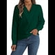 thumbnail image 1 of Blusa Plisada de Larga con Cuello en V para Mujer, Ideal para Oficina Verde M, 1 of 8