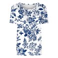 thumbnail image 4 of Uootdi Graphic Tops for Women Nature Plant Print Crew Neck Short Sleeve Tees Relaxed Fit Soft Vacation Wear Blouses Gift, 4 of 5