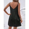 thumbnail image 2 of Women's Champagne Gold Sequin Sleeveless V-Neck Mini Dress - Party Cocktail Evening Wear, 2 of 4