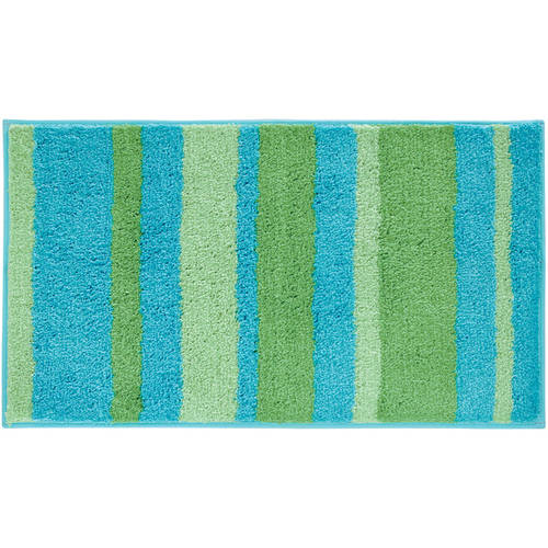 InterDesign Microfiber Stripes Bathroom Shower Rug, 34"x 21"
