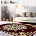 thumbnail image 2 of ODIKA 6'x9' Machine Washable Non-Slip Area Rug, Starburst Tree Skirt with Metallic Accent Holiday Floor High Traffic Rug with Pad, Maroon, 624752, 2 of 8