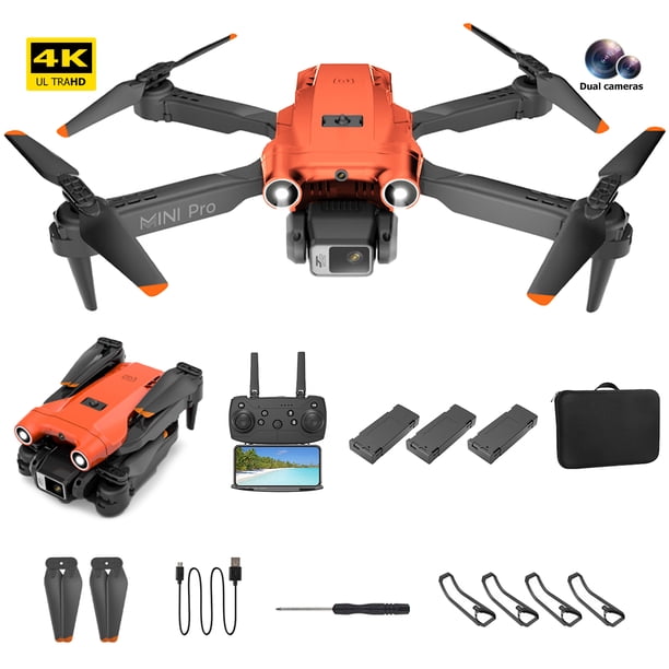 2.4G 4CH FPV Quadcopter Evitación de obstáculos Cámara 4K RC Drone (Batería naranja 3) Ehuebsd libre de BPA