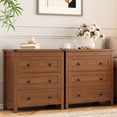 thumbnail image 6 of FANRAL 3 Drawer Farmhouse Nightstand,Wooden End Table with Anti-Tip Safety Design,Storage Bedside Table for Bedroom Living Room,Walnut Night Stand, 6 of 7
