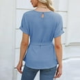 thumbnail image 4 of Oalirro Women Dressy Casual Blouses Summer Peplum Tops Work Pleated T Shirt, 4 of 5