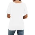 thumbnail image 5 of Women's Casual Loose Fit Round Neck Short Sleeve T-Shirt Tee Top Solid Color Breathable Cotton Summer Fashion | CSEONE,White L, 5 of 9