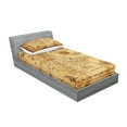 thumbnail image 2 of Ambesonne Island Fitted Sheet & Pillow Sham Set, Old Paper Treasure Map, Twin, Beige Brown, 2 of 2
