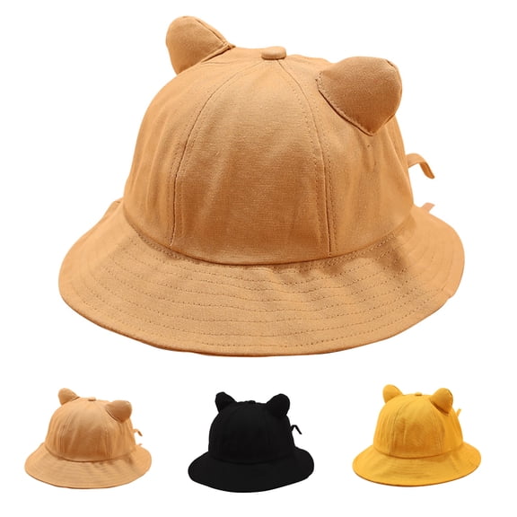 Cheers.US Folding Cat Ears Bucket Hat Wide Brim Sun Protection Hat Funny Summer Packable Fisherman Cotton Hat