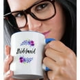 thumbnail image 2 of 3drose, Bridesmaid with Pink and Purple Watercolor Floral, 11oz Two-tone Blue Mug, 2 of 6
