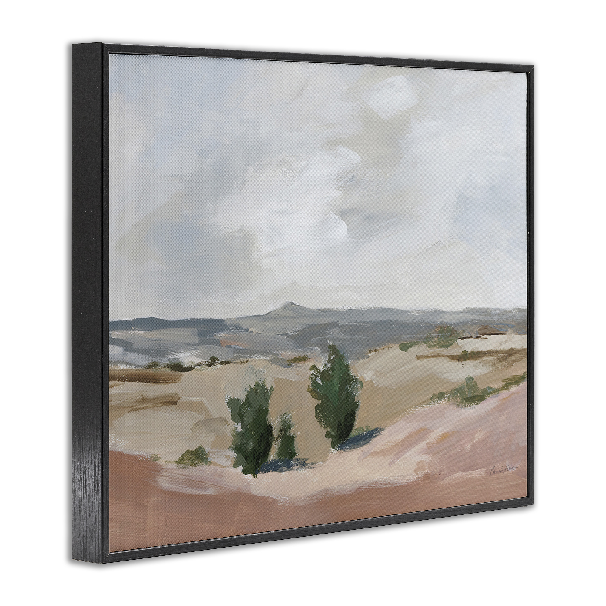 Stupell Industries Vast Desert Mountains Landscape Painting Black Framed Art Print Wall Art, 30 x 24