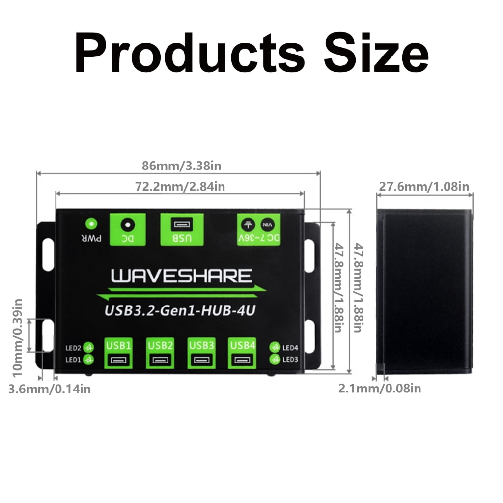 Tizuqe Advanced 4 Way USB 3.2 Hub With External Power Support And Current Protections For Various USB Devices