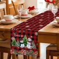 thumbnail image 5 of Red Plaid Christmas Table Runner 60 Inches Long Farmhouse Dress Scarves, Snowman Snowflake Xmas Tree Winter Dining Tablerunner for Coffee Table/Kitchen Island/Party Décor, 13" x 60", 5 of 8