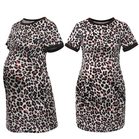 

Ovzne Maternity Clothing For Women Maternity Clothing Sets For Women Pregnant Women Clothes Short Sleevele Leopard Print Maternity Dress With Pocket Maternity Clothing Sets