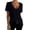 Black, variant on Women's Deep V-Neck Short Sleeve T Shirt Casual Loose Fit Slub Knit Tops,XXL
