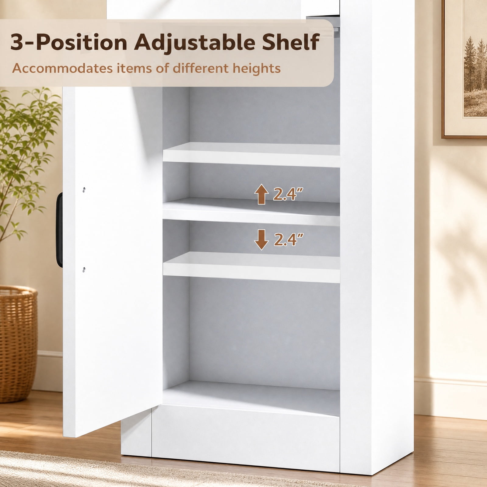 Vebreda Freestanding Bathroom Storage Cabinet, 68 inch Tall Bathroom Cabinet with Barn Door Narrow Slim Storage Organizer Unit with Drawer