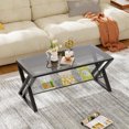 thumbnail image 5 of Coffee Table Living Room Table Center Table, Simple Modern Faux Marble Rectangular Tea Tables with Sturdy Gold Metal Frame,Industrial Wooden Coffee Table for Bedroom Home Office., 5 of 6