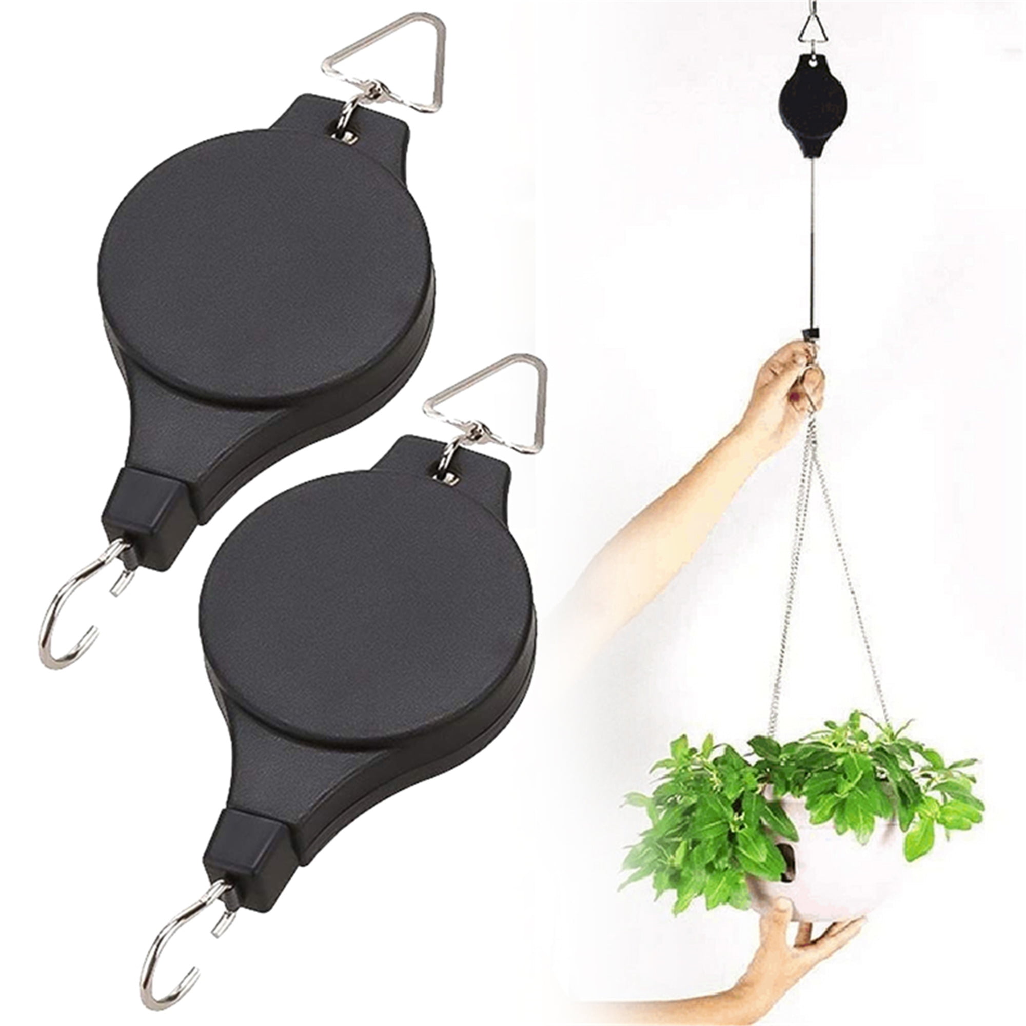 2Pack Plant Pulley Hanger Hooks Easy Reach Adjustable Retractable Heavy Duty 