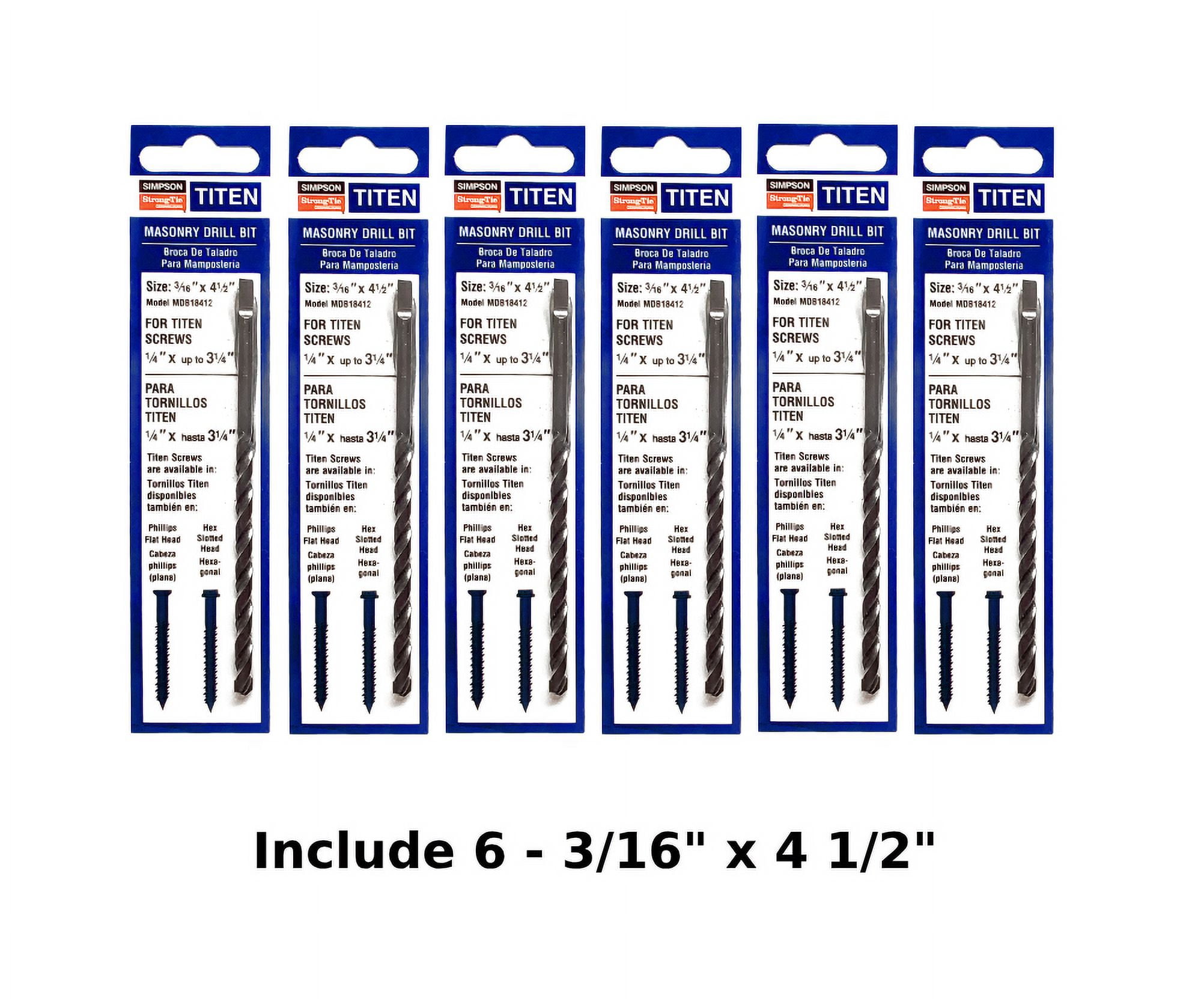 (Qty 640) Concrete Screws 3/16” x 3 3/4” Phillips Flat Head for Anchoring to Masonry, Block or Brick Stucco Simpson Strong Tie 32 Pack 6 Drill Bits