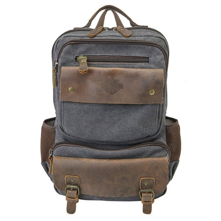 - Harley-Davidson Mustang Vintage Leather & Heather Gray Backpack 99107 GRAY, Harley Davidson