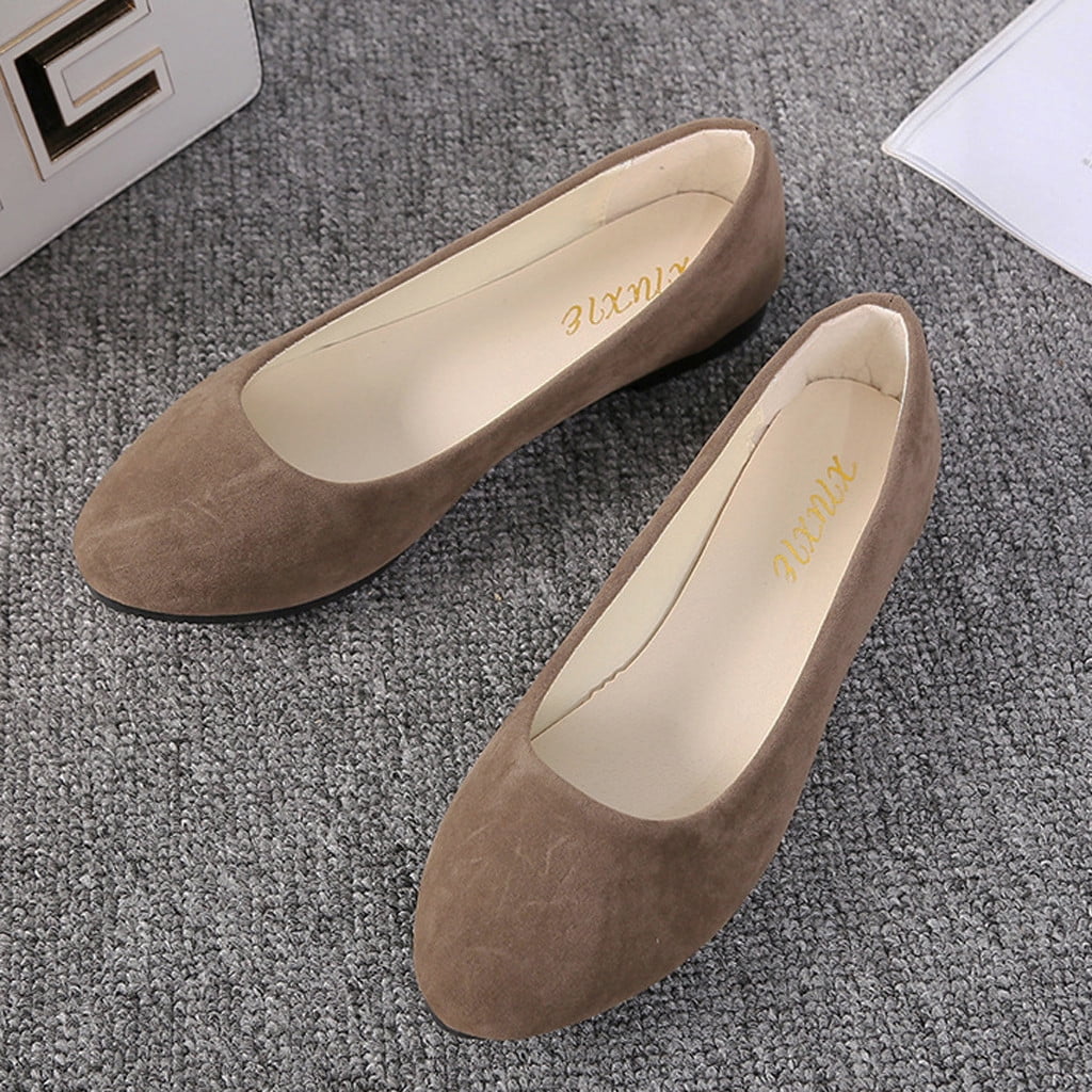 Womens Ladies Soft Leather Casual Ballet Slip On Loafer Flat Shoes SZ US4.5-9.5 