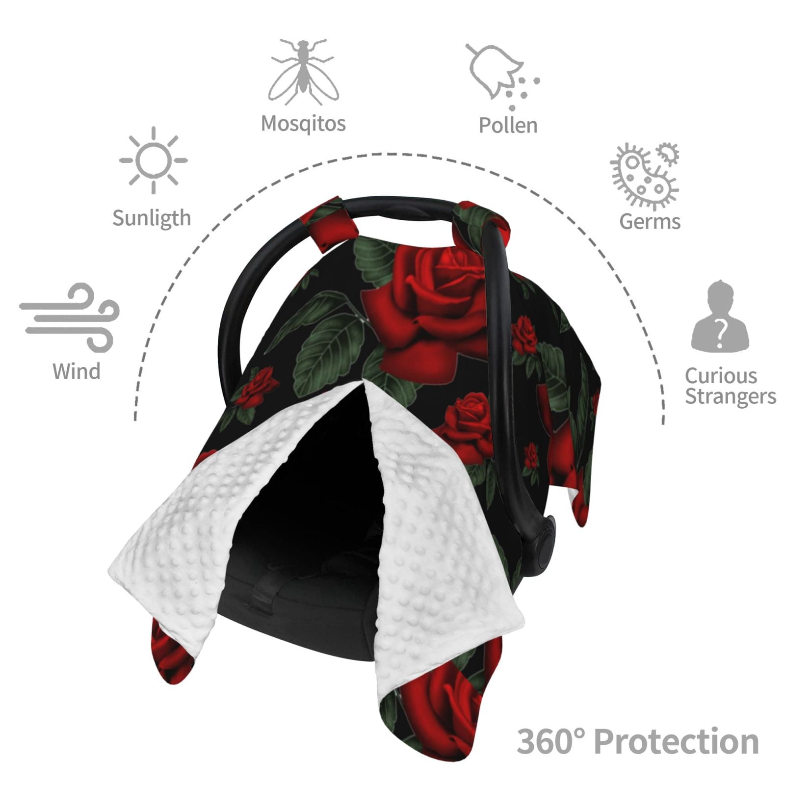 Car Seat Cover Baby - Roses Breathable Infant Car Seat Cover for Baby Carseat, Lightweight Comfort Baby Essentials Must Haves Newborn Stuff for Girl Boy