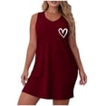 thumbnail image 2 of Blmnix Cotton Nightgowns Womens Nightgowns & Sleepshirts Valentine Sleep Tanks Night Shirts Above-the-Knee Red Sleeveless Crew Neck Lace Nightgown,L, 2 of 6